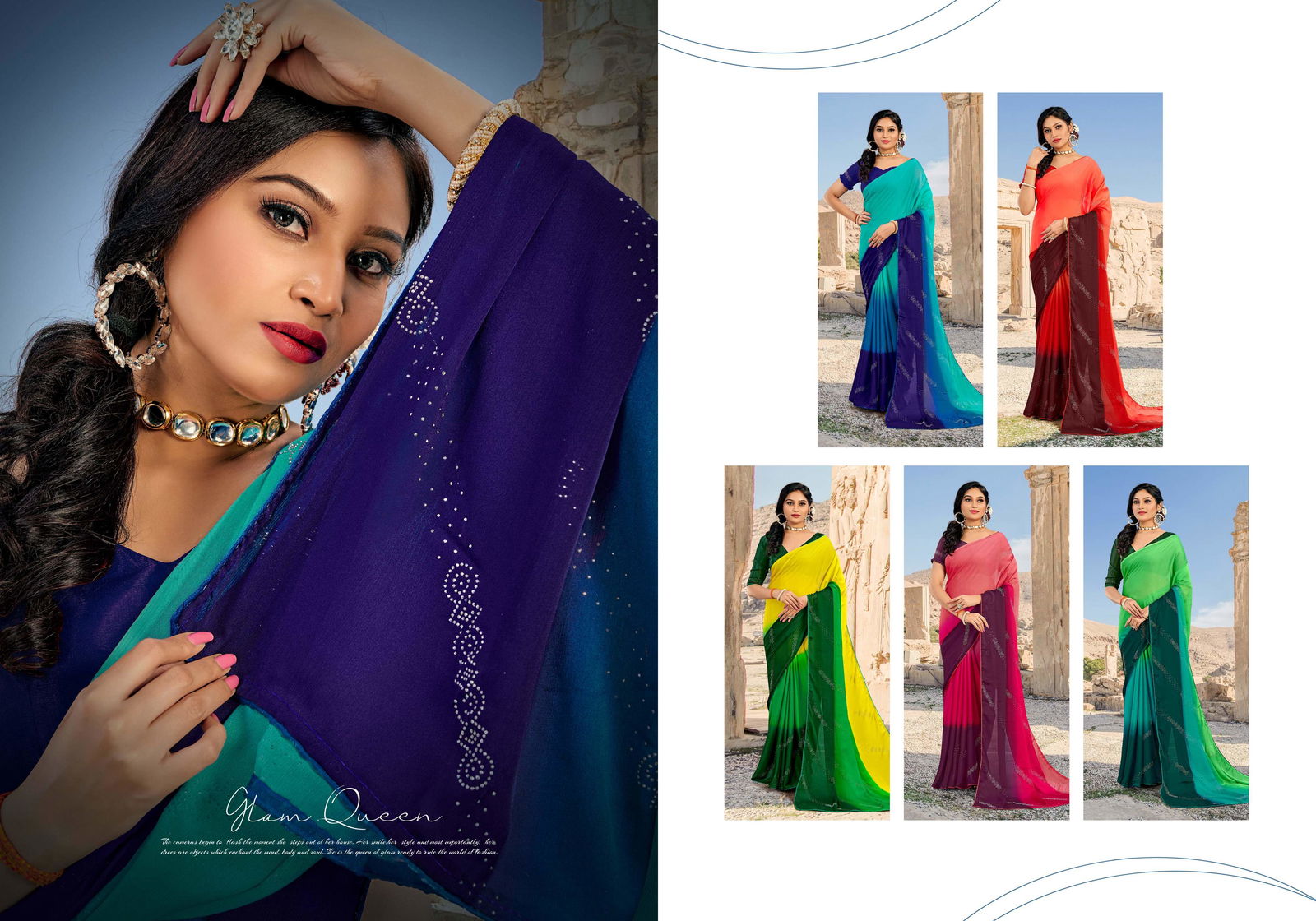 Ynf Canva Swarovski New Designer Ethnic Wear Chiffon Saree Collection